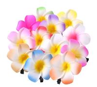 Lot de 10 pinces à cheveux colorées en forme de fleur de plumeria hawaïenne - Pour fête de plage, fête - Épingles à cheveux artificielles pour mariage - 7 cm