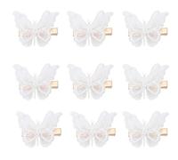 Lot de 10 pinces à cheveux en forme de papillon en dentelle pour femmes et filles (blanc)