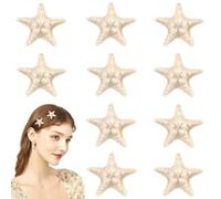 Lot de 10 pinces à cheveux en forme d'étoile de mer, pinces à cheveux princesse alligator mignonnes en résine, épingles à cheveux de plage, étoiles de mer, sirène, accessoires pour femmes et filles
