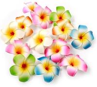 Lot de 10 pinces à cheveux multicolores en forme de fleur de plumeria hawaïennes pour fête de plage - Épingles à cheveux artificielles pour mariage - 7 cm