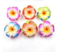 Lot de 10 pinces à cheveux multicolores en forme de fleur de prunier hawaïen, barrettes à cheveux artificielles tropicales pour fêtes de plage, mariages et événements d'été, accessoires décoratifs (7