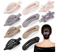 Lot de 10 pinces à cheveux plates françaises pour femme, 3 styles, pinces à cheveux plates antidérapantes mates pour cheveux fins et épais