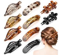 Lot de 10 pinces à cheveux plates pour femme, 3 styles écaille de tortue, pinces à cheveux françaises, forte tenue, antidérapantes, pour cheveux fins et épais et bouclés