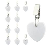 Lot de 10 pinces à nappe en forme de cœur avec clips pour l'intérieur et l'extérieur - Design en marbre blanc pour cuisine, fête, mariage et pique-nique