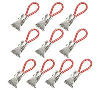 Lot de 10 pinces à serviette en métal robuste avec anneau de suspension portable pour cuisine, salle de bain et usage quotidien