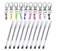 Lot De 10 Pinces À Stylo Colorées Et 10 Stylos Gel Noirs, Pinces À Stylo Avec Boucles Métalliques, Papeterie Simple, Fournitures D'Apprentissage Et De Bureau