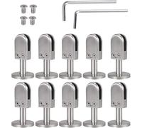 Lot de 10 pinces à verre professionnelles, pinces de support de verre robustes, kit de pinces à verre réglables en acier inoxydable 304 avec tampon en caoutchouc, kit de clôture de piscine en verre