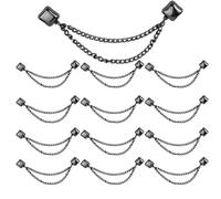 Lot de 10 pinces à vêtements magnétiques avec chaîne - Pour fixer les jambes de pantalon - Boutons magnétiques hijab multifonctions pour écharpes, sacs, foulards, Siehe Beschreibung, Métal, Voir