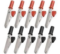 Lot de 10 pinces crocodiles en métal de 50 mm, petites pinces électriques avec vis, pinces, dispositifs de maintien de travail (rouge et noir)