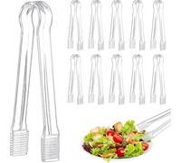 Lot de 10 pinces de service jetables en plastique transparent pour buffet, buffet, fête, nourriture, glace, apéritif, restauration de salade