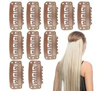 Lot de 10 pinces métalliques robustes en acier inoxydable pour extensions de cheveux | Épingles à nourrice, poignées de perruque, attaches à postiche à faire soi-même, pinces à trame antidérapantes