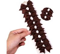 Lot de 10 pinces pour bébés avec nœuds bruns, fait main, métal et tissu, 1,7-2,4 cm