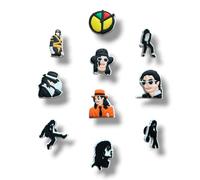 Lot de 10 Pins pour crocs Michael Jackson pour Sabots - Charms Pop, Danse, Gant, Chapeau - Accessoires Décoratifs à Clipser - Cadeau Fan