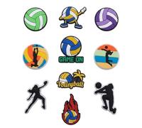 Lot de 10 Pins pour Crocs Volley-Ball - Jibbitz Compatibles Chaussures Sabots - Accessoires Décoratifs Sport Volleyball Ballon Joueur - Cadeaux Enfants et Fans de Volley