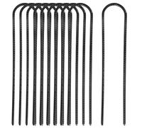 Lot de 10 piquets d'ancrage au sol pour trampoline - 30 cm - Ancrage au sol en forme de U - Crochets de sol pour plantes - Piquets d'armature pour trampolines, jardin, balançoires, clôture, camping