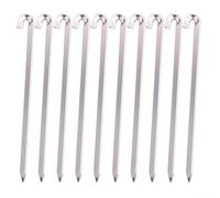 Lot de 10 piquets de camping robustes en alliage d'aluminium pour sol dur, plage, randonnée - Profil carré de 16 cm (argenté)