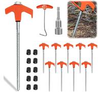 Lot De 10 Piquets De Tente À Vis De 20 Cm-Piquets De Camping Stables-Piquets De Tente À Visser-Résistants Aux Tempêtes-Piquets De Camping Avec Filetage En Métal Pour Sol Dur,Bois,Forêt