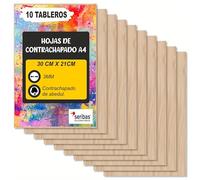 Lot de 10 planches contreplaquées de 3 mm - Dimensions 20 x 30 cm A4 3 mm - Idéal pour laser, CNC - Artisanat et bicolage, modélisme, décorations, cadeaux, pyrogravure - Bois de première ligne.