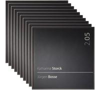 Lot de 10 Plaque de porte de bureau Madrid Black Line noir | 150x150mm | carré | aluminium | signalétique professionnelle