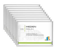 Lot de 10 Plaque de porte de bureau Madrid Silver Line argent | 105x150mm | horizontal | aluminium | signalétique professionnelle