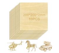 Lot de 10 plaques de bois pour le bricolage, les plaques de bois de balsa contreplaqué de 2 mm, bois de tilleul pour sculpture, modélisme, artisanat, pyrogravure (20 x 20 x 0,2 cm)
