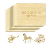 Lot de 10 plaques de bois pour le bricolage, les plaques de bois de balsa contreplaqué de 2 mm, bois de tilleul pour sculpture, modélisme, artisanat, pyrogravure (30 x 20 x 0,2 cm)