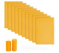 Lot de 10 plaques de cire d'abeille pure, fabrication de bougies naturelles et pour le bricolage - Plaques de cire d'abeille 13,3 x 9 cm - Parois centrales - Cadre - Fabrication simple de bougies DIY