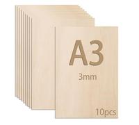Lot de 10 plaques de sperrhéla, 3 mm, contreplaqué A3, 42 x 30 cm, plaque en bois pour travaux manuels, travaux manuels, travail du bois, traitement laser, pyrogravure, modélisme, décoration, peinture