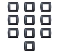 Lot de 10 plaques en plastique satiné, compatibles avec Bticino Living, 2 modules/poti, couleur noire, design élégant et moderne, pour interrupteurs/presses, technopolymère de haute qualité