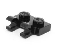 Lot de 10 plaques LEGO 1 x 2 picots avec 2 clips (horizontales) en noir.