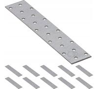 Lot de 10 plaques perforées plates - Connecteur d'angle - Connecteur en bois - Connecteur en acier - Plaque perforée - Fer plat - Connecteur de meubles - Angle de montage galvanisé - PP - Argenté -
