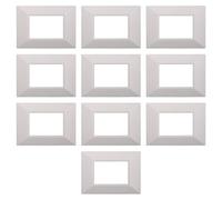 Lot de 10 plaques pyramides écarrées, en technopolymère, compatible avec Bticino AXOLUTE, 3 modules/poti, blanc, rectangulaire, design élégant et moderne, pour interrupteurs/prises