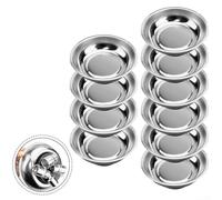 Lot de 10 plateaux magnétiques en acier inoxydable de 7 à 6 cm de diamètre avec fond recouvert de caoutchouc pour éviter le glissement et aimant puissant pour sécuriser les vis, écrous, boulons