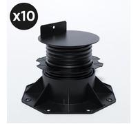 Lot de 10 plots 60-138 mm pour terrasse bois et composite - L: 186 mm - l: 186 mm - Noir