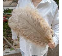 Lot de 10 plumes d'autruche colorées de 15 à 45 cm pour décoration de fête, de mariage, de maison, de centre de table en plumes d'autruche naturelles, artisanat de décoration - Kaki - 30 à 35 cm