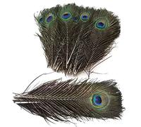 Lot de 10 plumes de paon naturelles, environ 25-30 cm, idéal pour l'artisanat DIY, la fabrication de bijoux, la décoration de mariage, les accessoires de costume, le scrapbooking, les fournitures