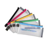 Lot de 10 Pochette EVA transparente, format 8x18, fermeture zippée coloris assortis