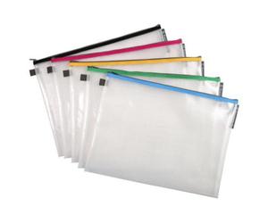 Lot de 10 Pochette EVA transparente, format A3, fermeture zippée coloris assortis
