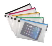 Lot de 10 Pochette EVA transparente, format A4, fermeture zippée coloris assortis