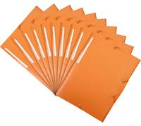 Lot De 10 Pochettes À 3 Rabats A4 Premium, En Polypropylène, Pochette 3 Rabats Avec Élastique, Pochette 3 Rabats Plastique, Orange