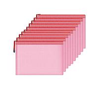 Lot de 10 pochettes à documents en maille étanches avec fermeture éclair - Format A4 - Pour la maison, le rangement quotidien, l'école, le bureau - M-D-2B (rouge, A4 (34,5 x 24,1 cm)