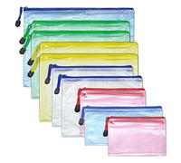 Lot de 10 pochettes à fermeture éclair en maille filet pour documents, sacs à documents, transparents, étanches, en plastique, pour documents, cosmétiques, devoirs