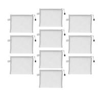 Lot de 10 pochettes A5 en maille à fermeture éclair avec corde de suspension en nylon étanche pour le bureau, l'école, la maison (gris)