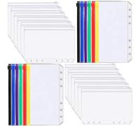 Lot de 10 pochettes A6 à fermeture éclair, pochettes imperméables en PVC pour bloc-notes à 6 anneaux (rouge)
