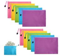 Lot de 10 Pochettes Bancaire Zippée A5 - Stockage Sécurisé pour Billets et Argent Liquide, 24x18cm Imperméable, Anti-Vol Banknote Pouches, Porte Monnaie, Pochette Pour Dépôts, Budget
