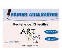 Lot de 10 pochettes de 12 feuilles papier millimétré 90g format A4 G