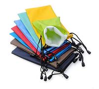 Lot de 10 pochettes de rangement avec cordon de serrage pour lunettes de soleil, lunettes, téléphone portable, gadgets électroniques, Vert, S