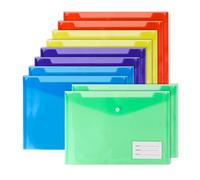 Lot de 10 Pochettes Plastique A4 avec Rabat, Chemises avec Pochettes d’Étiquette, Rangement Efficace, Idéal pour l’École, le Bureau, la Maison et les Voyages.