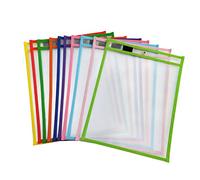 Lot de 10 pochettes pratiques imperméables et effaçables en papier 10 couleurs pour outils pédagogiques
