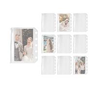 Lot de 10 pochettes transparentes avec fermeture éclair M5 pour notes adhésives à 5 anneaux, pochettes pour documents de dossier, pour étudiants, voyages, photos, reçus